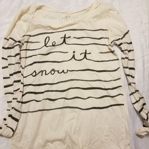 Loft Outlet XS Let It Snow Long Sleeve Shirt